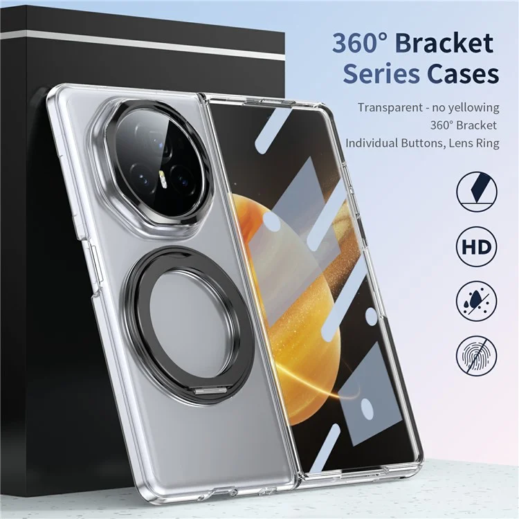 Étui pour Honor Magic V3 5G avec Support Magnétique et Coque Transparente en PC, avec Film de Protection Écran HD - Noir