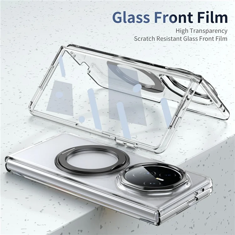 Étui pour Honor Magic V3 5G avec Support Magnétique et Coque Transparente en PC, avec Film de Protection Écran HD - Noir