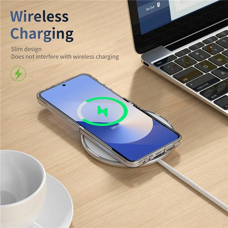 Чехол для Samsung Galaxy Z Flip6 5G с магнитной подставкой, прозрачный пластиковый чехол с HD защитной пленкой - Черный