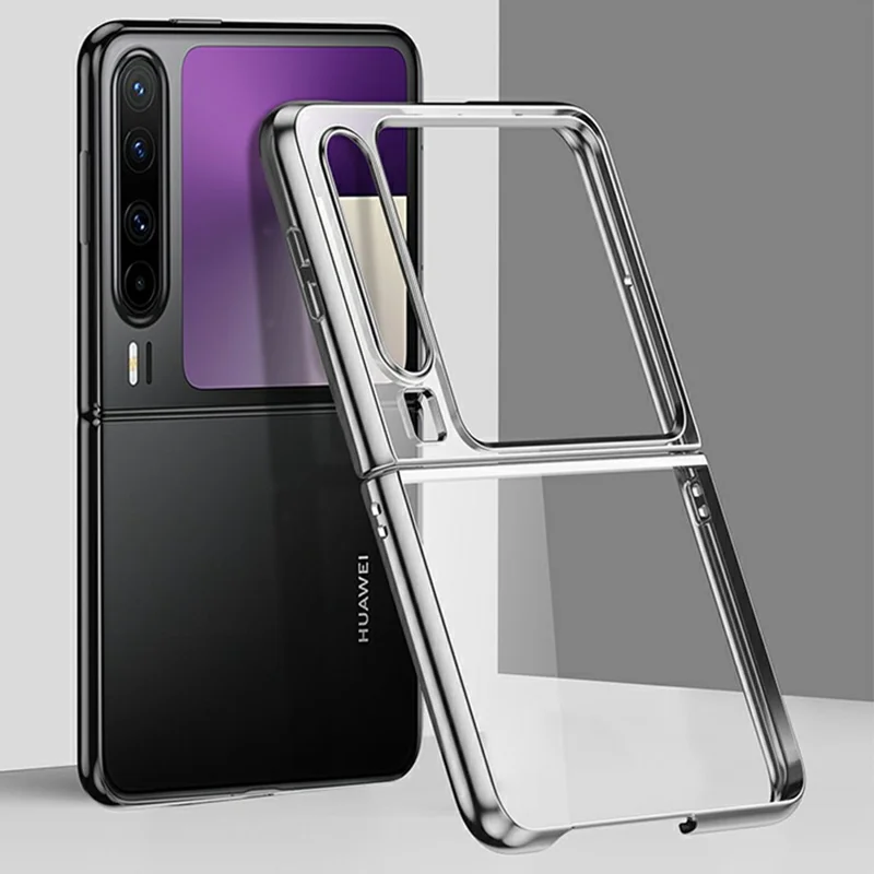 For Huawei Pura X Case Electroplating Transparent PC Phone Cover - Silver