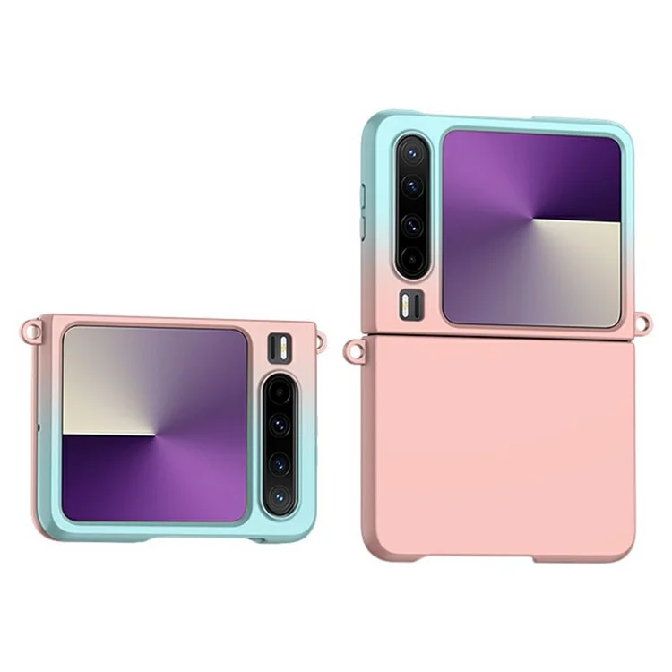 Per il caso Huawei Pura X Skin-Touch PC Cover del telefono con fori per il cordino - Rosa + Ciano