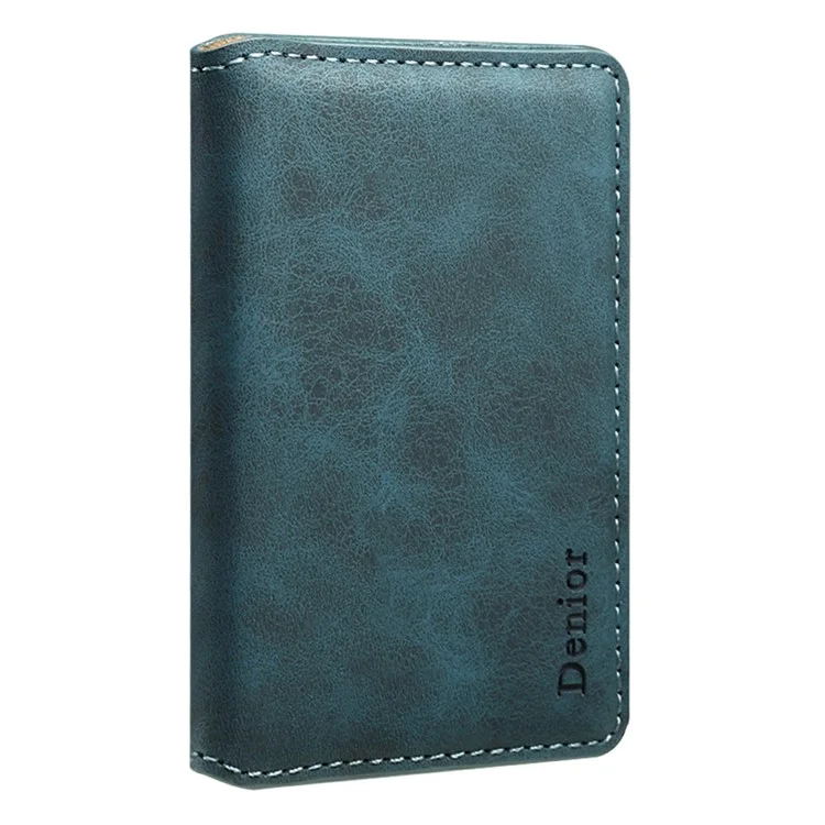 DENIOR V18 Carteira Retrô com Suporte para Cartões Compatível com MagSafe, Bloqueio RFID e Porta-Retratos - Azul