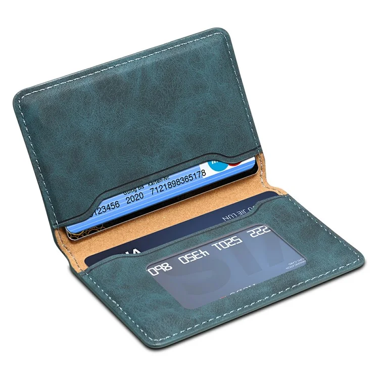 DENIOR V18 Carteira Retrô com Suporte para Cartões Compatível com MagSafe, Bloqueio RFID e Porta-Retratos - Azul