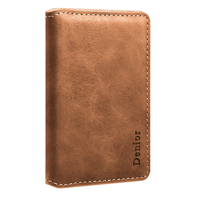 DENIOR V18 Retro Texture Card Holder RFID Blocking Wallet Photo Frame - Brown