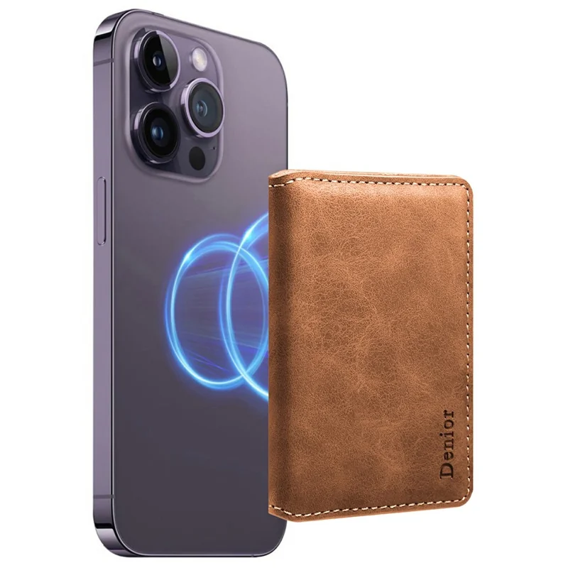 DENIOR V18 Retro Texture Card Holder RFID Blocking Wallet Photo Frame - Brown