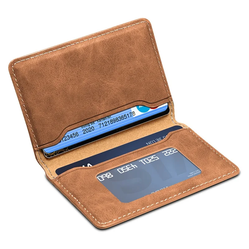 DENIOR V18 Retro Texture Card Holder RFID Blocking Wallet Photo Frame - Brown