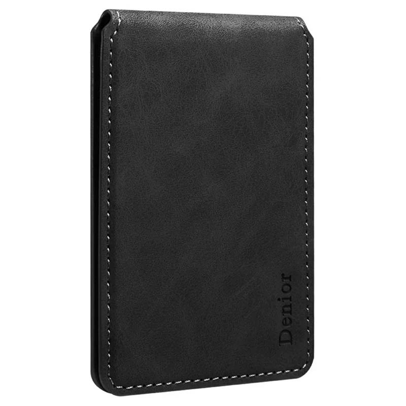 DENIOR V19 Magnetic Card Holder Retro Texture Vertical Flip RFID Blocking Wallet Photo Frame - Black