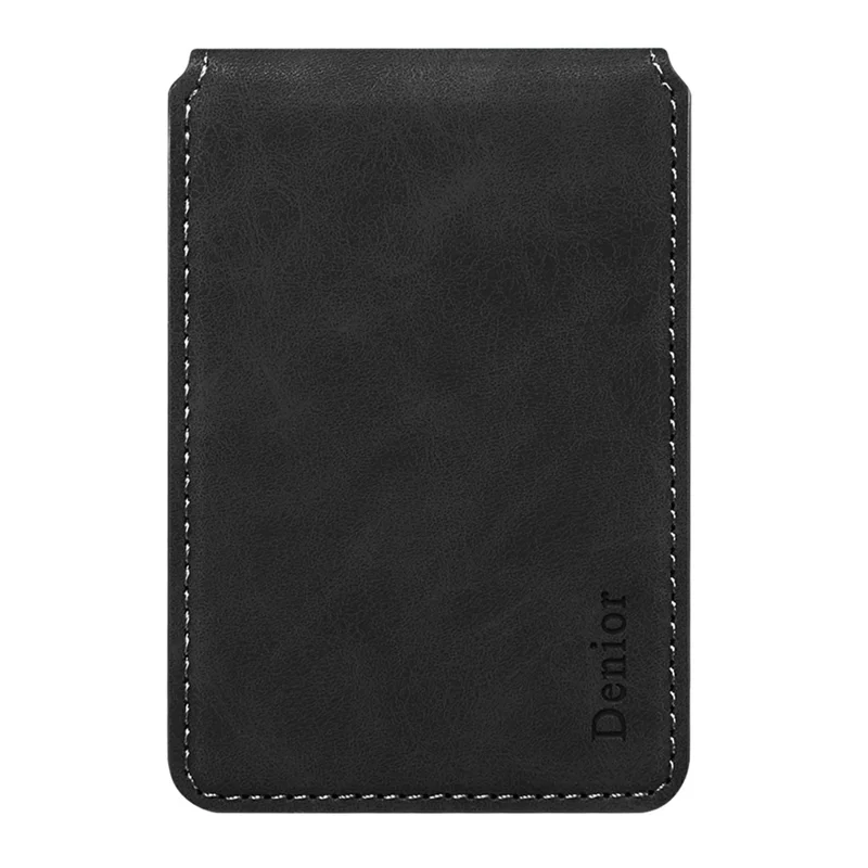 DENIOR V19 Magnetic Card Holder Retro Texture Vertical Flip RFID Blocking Wallet Photo Frame - Black