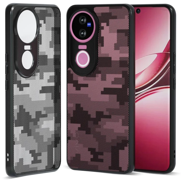 IBMRS For vivo V50 5G Case Soft TPU Frame Hard PC Back Anti-Fall Phone Cover - Grid Camouflage