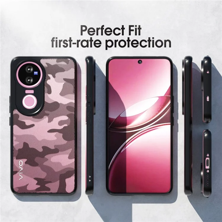 IBMRS For vivo V50 5G Case Soft TPU Frame Hard PC Back Anti-Fall Phone Cover - Grid Camouflage