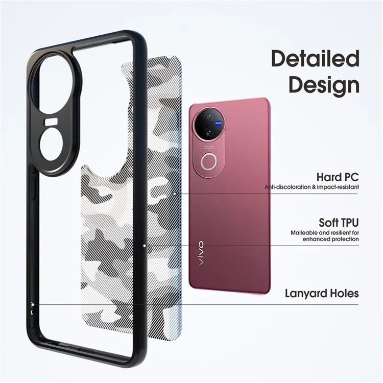 IBMRS For vivo V50 5G Case Soft TPU Frame Hard PC Back Anti-Fall Phone Cover - Grid Camouflage