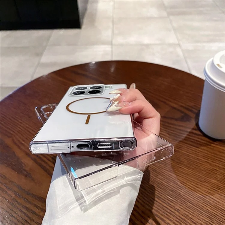 For Xiaomi 15 Pro Case Compatible with MagSafe Clear Slim PC Phone Back Cover - Transparent Gold