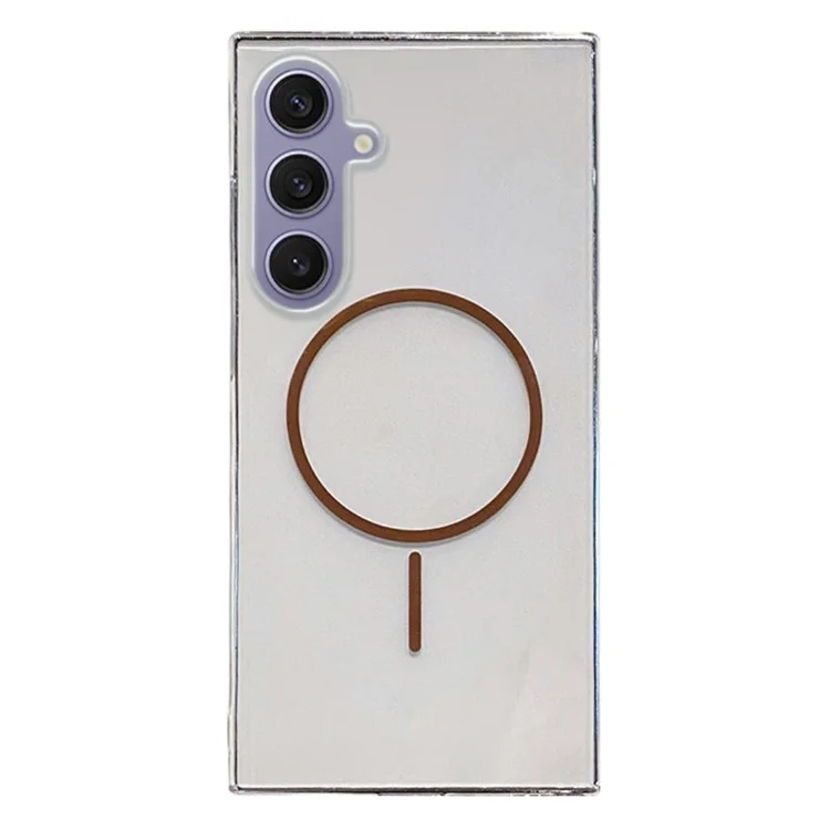 For Samsung Galaxy S25 Case Compatible with MagSafe Clear Slim PC Phone Back Cover - Transparent Gold