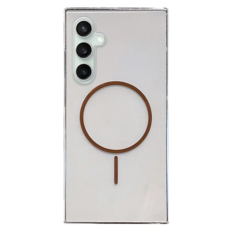 For Samsung Galaxy S24 FE Case Compatible with MagSafe Clear Slim PC Phone Back Cover - Transparent Gold