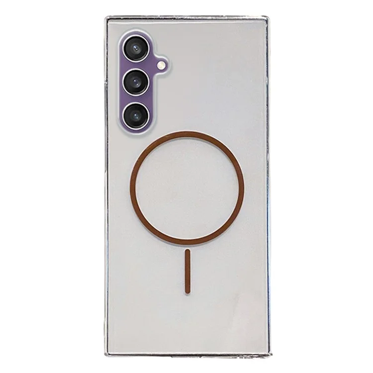Étui pour Samsung Galaxy S24 Compatible avec MagSafe Coque arrière fine en PC transparent - Or transparent