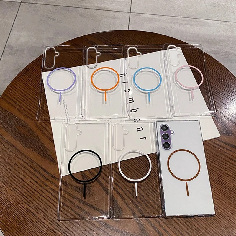 Étui pour Samsung Galaxy S24 Compatible avec MagSafe Coque arrière fine en PC transparent - Or transparent