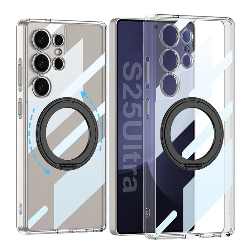 GKK Für Samsung Galaxy S25 Ultra Magnetische Hülle mit Ständer TPU + PC Transparente Handyrückseite - Transparent