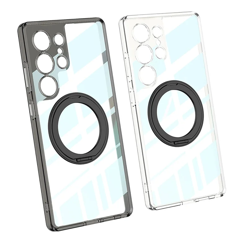 GKK Für Samsung Galaxy S25 Ultra Magnetische Hülle mit Ständer TPU + PC Transparente Handyrückseite - Transparent