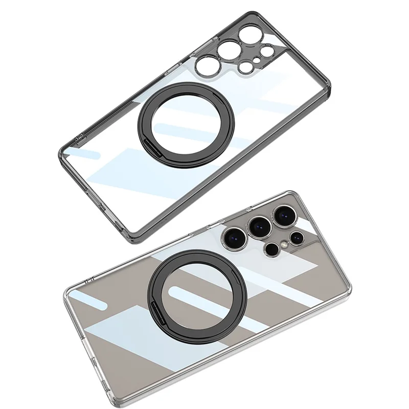 GKK Für Samsung Galaxy S25 Ultra Magnetische Hülle mit Ständer TPU + PC Transparente Handyrückseite - Transparent