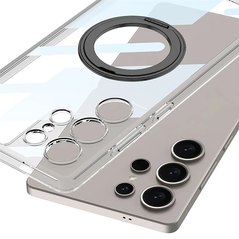 GKK Für Samsung Galaxy S25 Ultra Magnetische Hülle mit Ständer TPU + PC Transparente Handyrückseite - Transparent