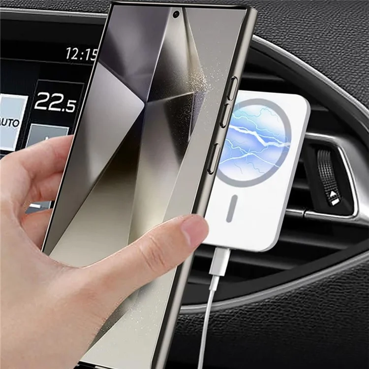 GKK For Samsung Galaxy S23 Ultra Magnetic Case with Kickstand PC + TPU + Cloth Phone Back Cover - Black