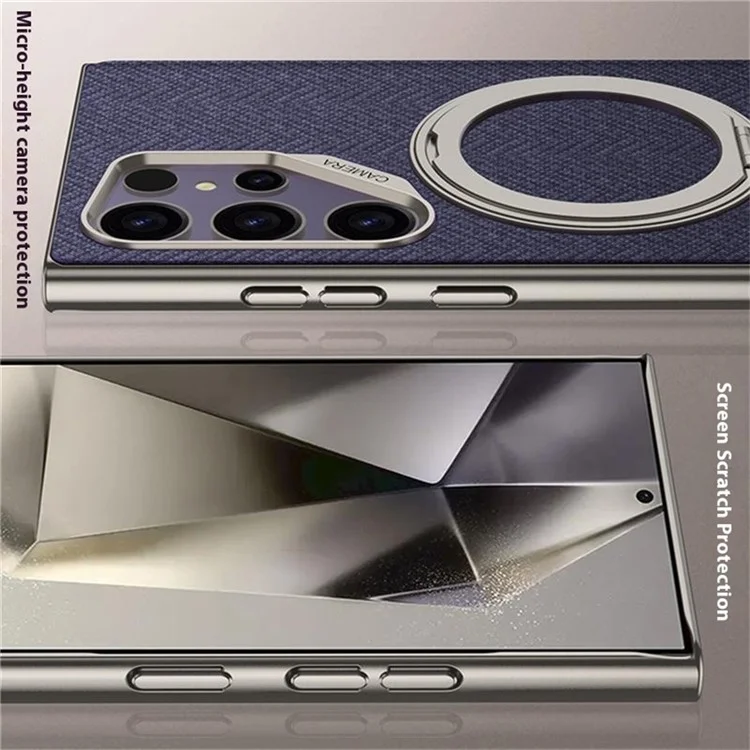GKK For Samsung Galaxy S23 Ultra Magnetic Case with Kickstand PC + TPU + Cloth Phone Back Cover - Black