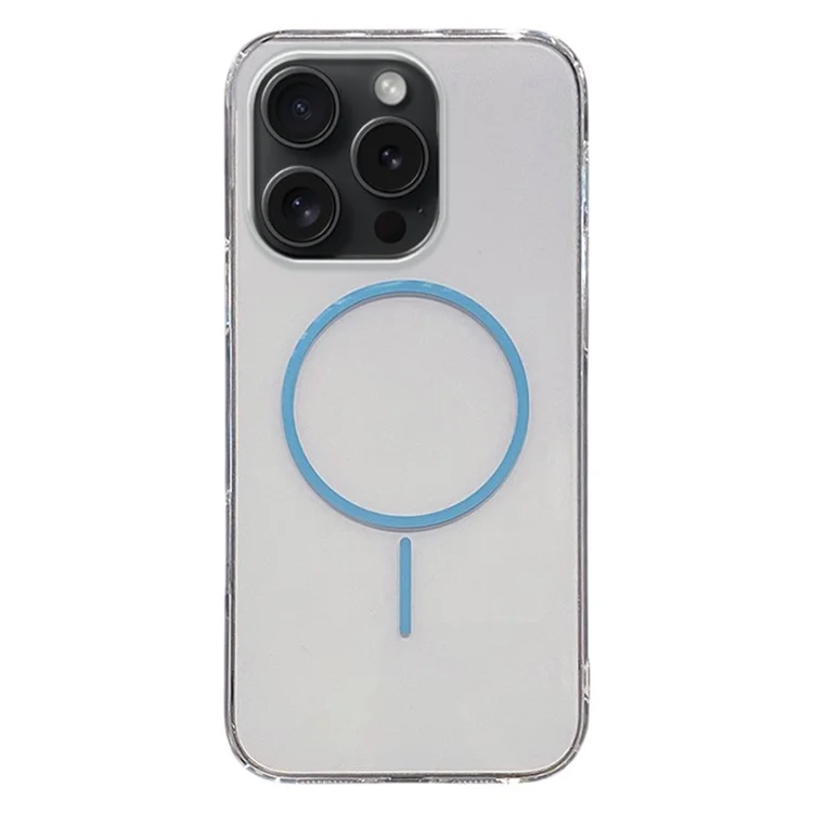 For iPhone 15 Pro Case Compatible with MagSafe Clear Slim PC Phone Back Cover - Transparent Blue