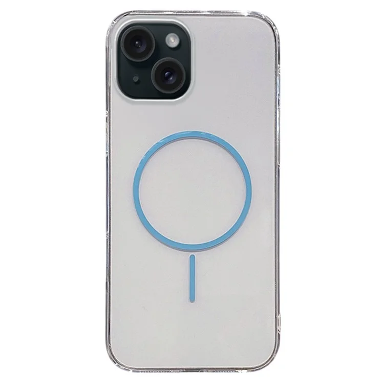 For iPhone 15 Case Compatible with MagSafe Clear Slim PC Phone Back Cover - Transparent Blue