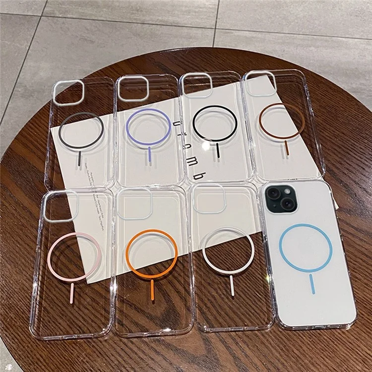 For iPhone 15 Case Compatible with MagSafe Clear Slim PC Phone Back Cover - Transparent Blue