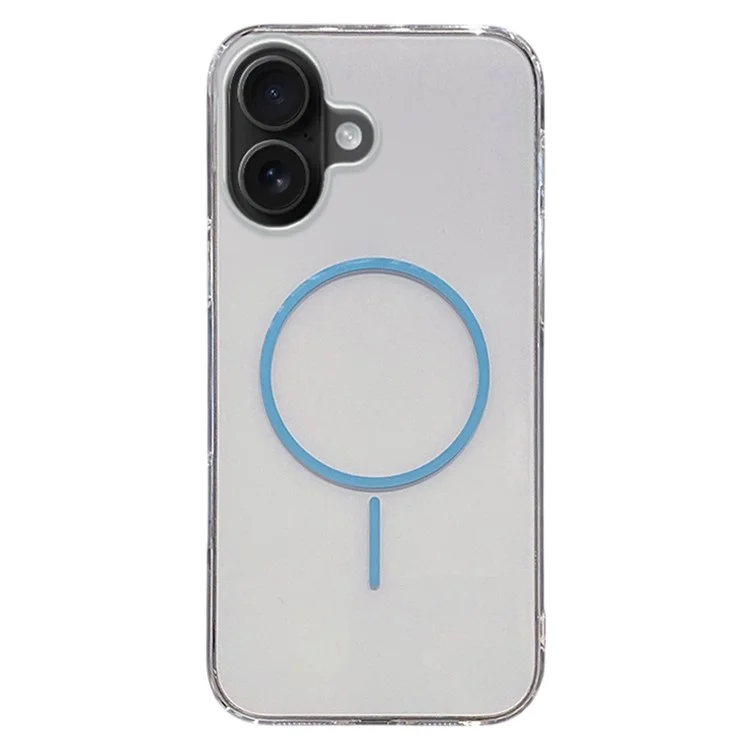 For iPhone 16 Case Compatible with MagSafe Clear Slim PC Phone Back Cover - Transparent Blue