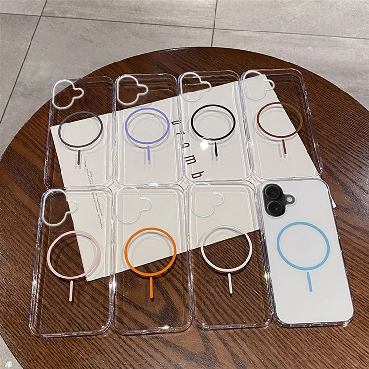 For iPhone 16 Case Compatible with MagSafe Clear Slim PC Phone Back Cover - Transparent Blue