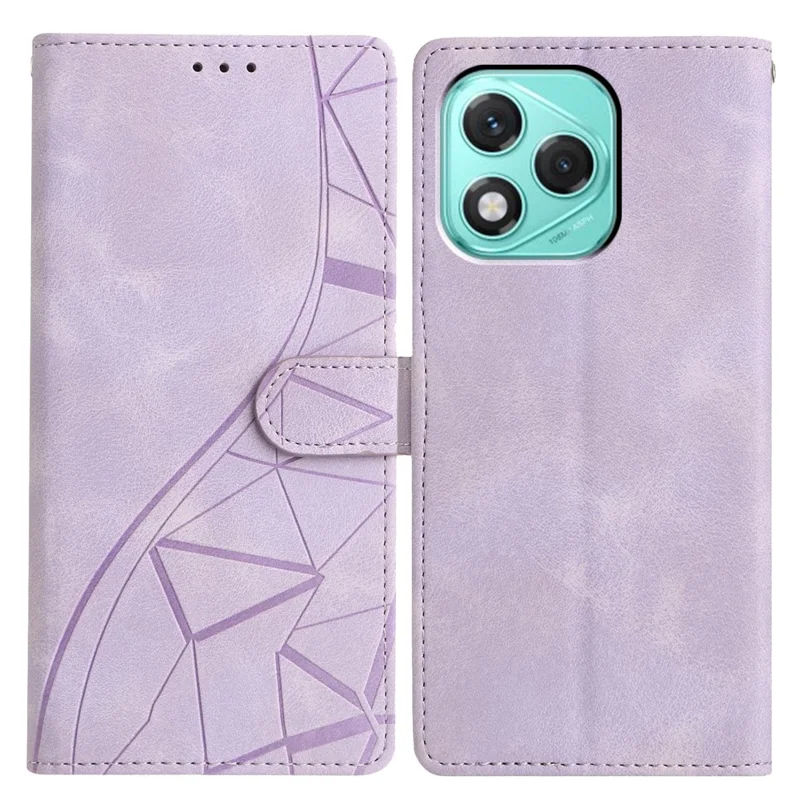 جراب لهاتف Honor 400 Lite 5G بخاصية المحفظة والحوامل ونمط مثلث منقوش من الجلد - أرجواني