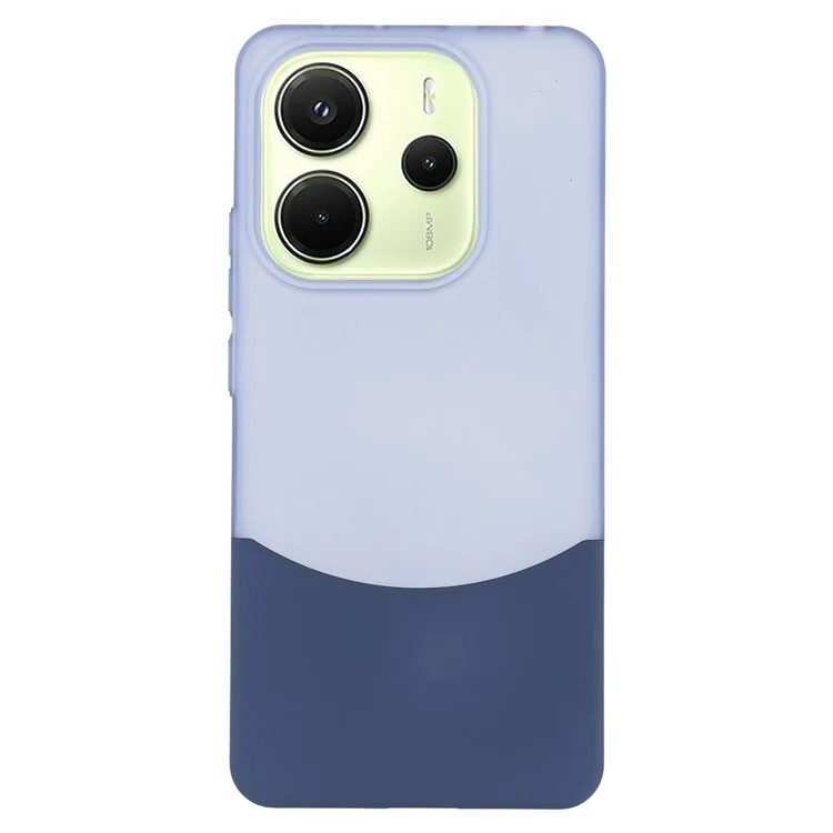 For Xiaomi Redmi Note 14 4G (163.25mm) Case Dual Color Splicing Matte PC Phone Cover Large Camera Cutout - Transparent Blue + Sapphire