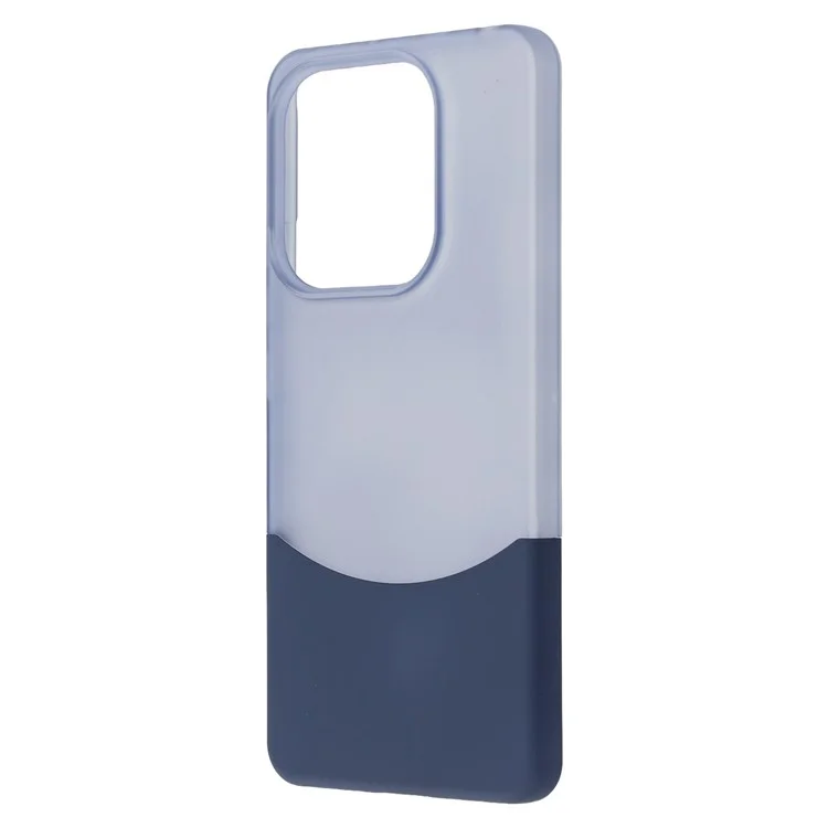 For Xiaomi Redmi Note 14 4G (163.25mm) Case Dual Color Splicing Matte PC Phone Cover Large Camera Cutout - Transparent Blue + Sapphire