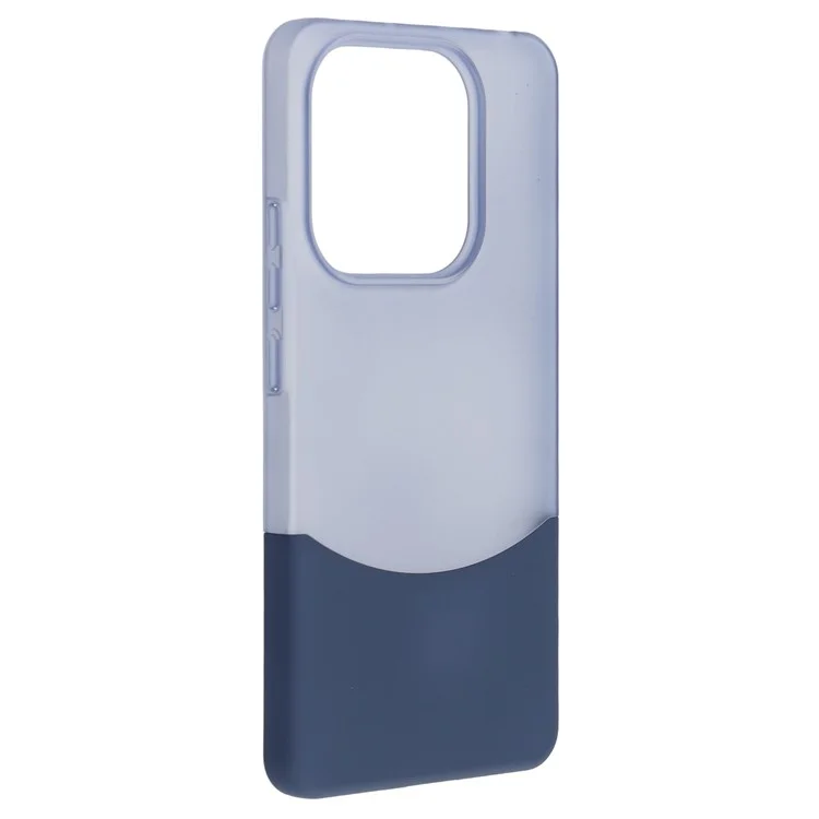 For Xiaomi Redmi Note 14 4G (163.25mm) Case Dual Color Splicing Matte PC Phone Cover Large Camera Cutout - Transparent Blue + Sapphire