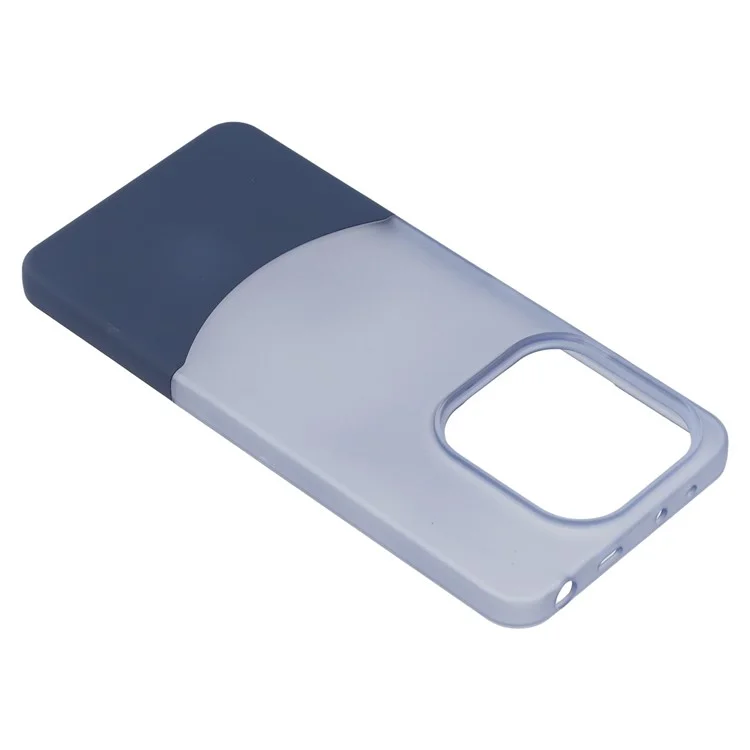 For Xiaomi Redmi Note 14 4G (163.25mm) Case Dual Color Splicing Matte PC Phone Cover Large Camera Cutout - Transparent Blue + Sapphire
