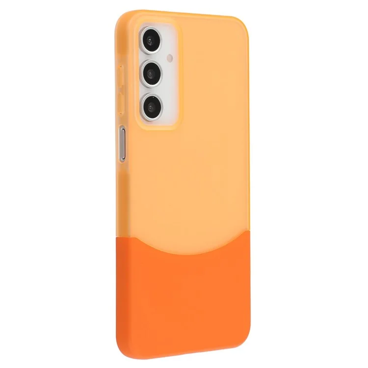 For Samsung Galaxy A16 4G / 5G Case Dual Color Splicing Matte PC Phone Cover Large Camera Cutout - Transparent Orange + Orange