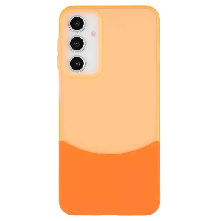 For Samsung Galaxy A16 4G / 5G Case Dual Color Splicing Matte PC Phone Cover Large Camera Cutout - Transparent Orange + Orange