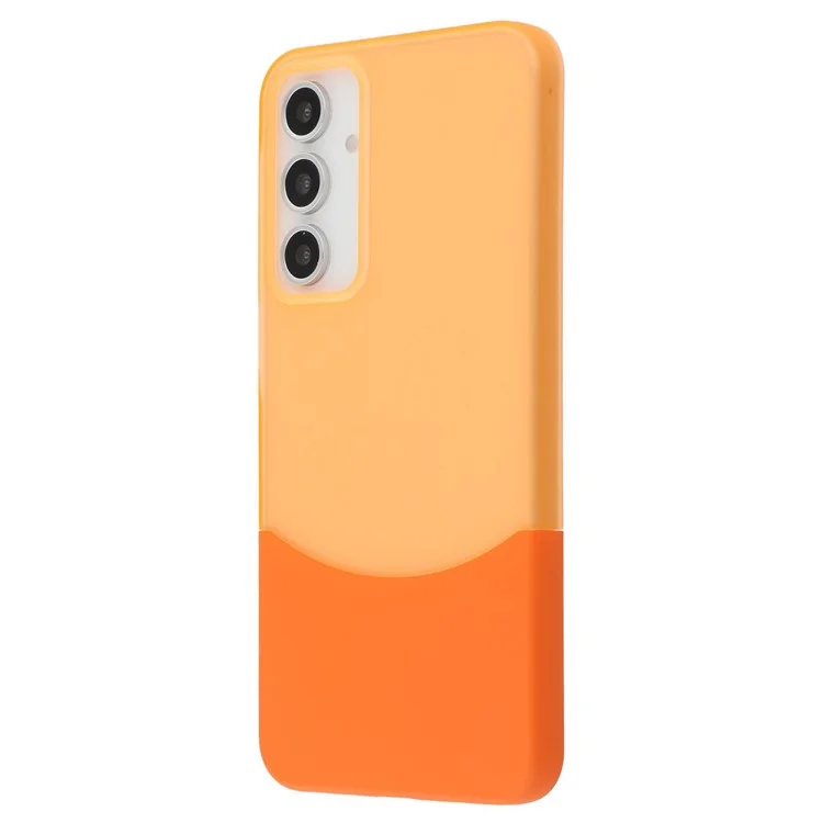 For Samsung Galaxy A16 4G / 5G Case Dual Color Splicing Matte PC Phone Cover Large Camera Cutout - Transparent Orange + Orange