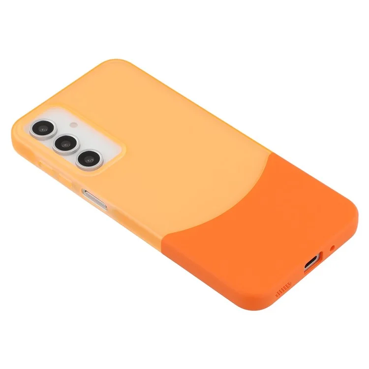 For Samsung Galaxy A16 4G / 5G Case Dual Color Splicing Matte PC Phone Cover Large Camera Cutout - Transparent Orange + Orange