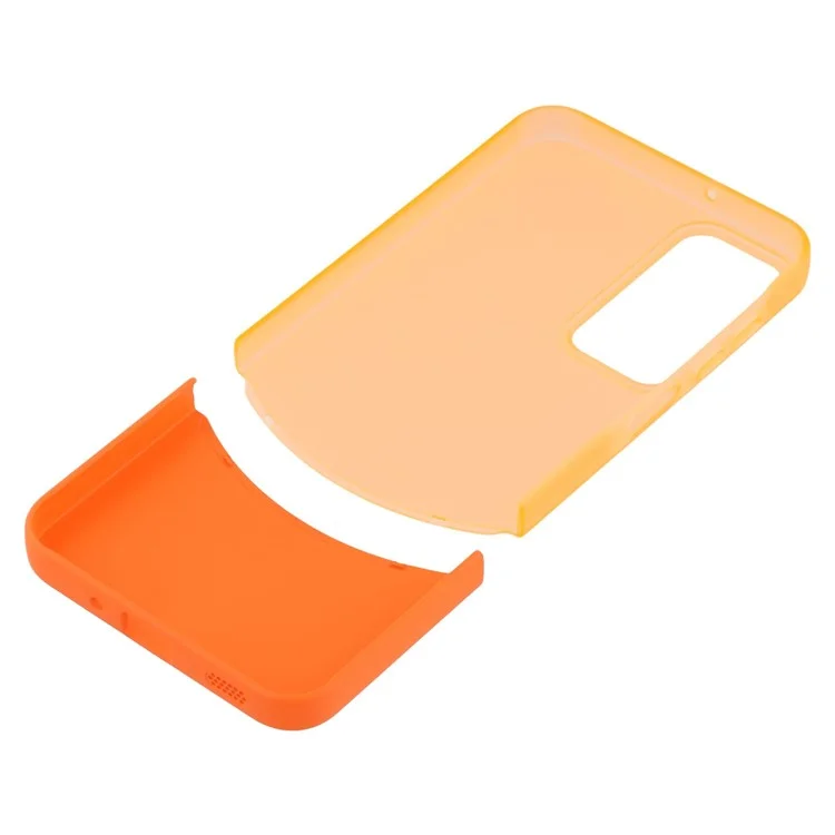 For Samsung Galaxy A16 4G / 5G Case Dual Color Splicing Matte PC Phone Cover Large Camera Cutout - Transparent Orange + Orange