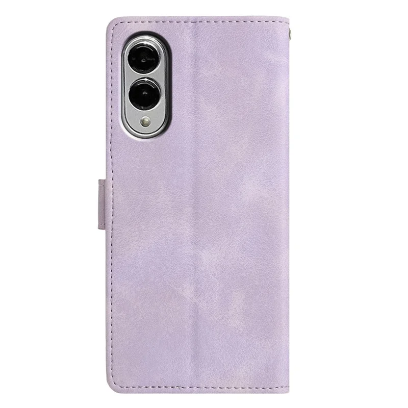 Capa carteira de couro com suporte para Samsung Galaxy S25 Edge, com padrão de triângulo gravado - Roxo