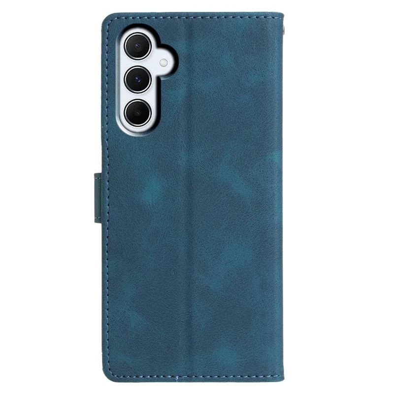 For Samsung Galaxy S23 FE Case Wallet Stand Imprinted Triangle Pattern Leather Phone Flip Cover - Blue