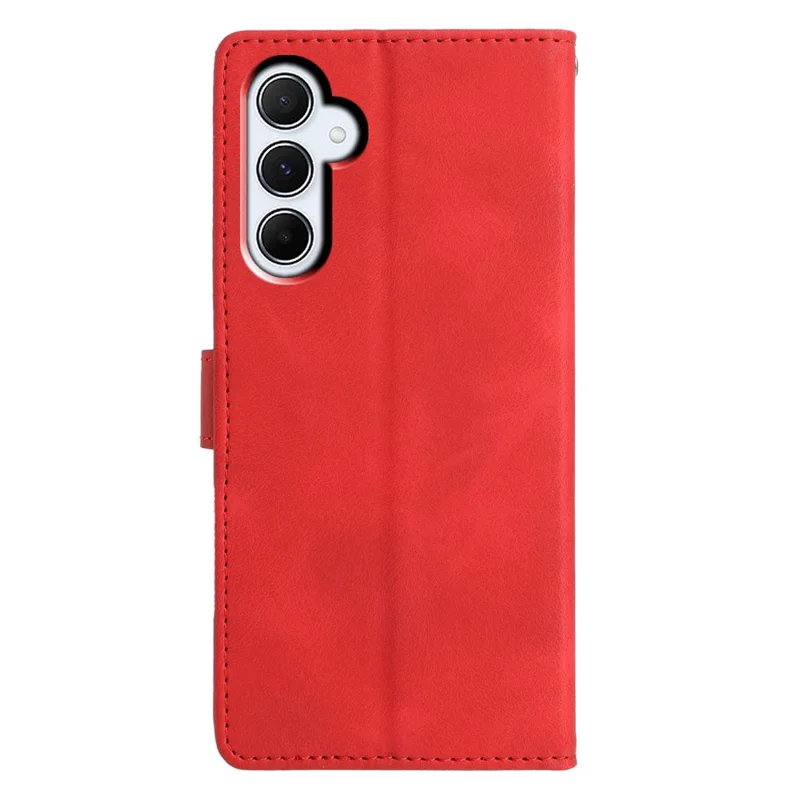 For Samsung Galaxy S23 FE Case Wallet Stand Imprinted Triangle Pattern Leather Phone Flip Cover - Red