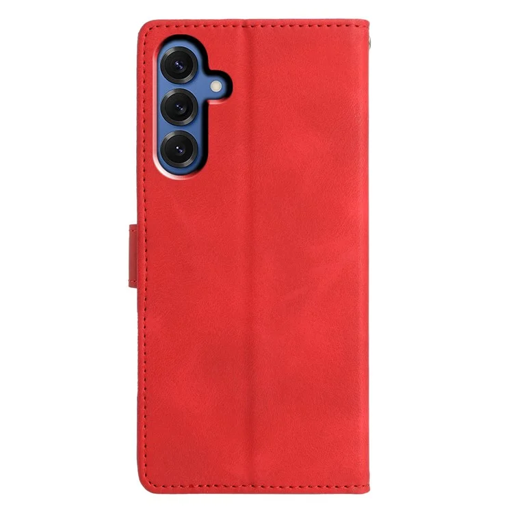 For Samsung Galaxy A16 5G  /  4G Case Wallet Stand Imprinted Triangle Pattern Leather Phone Flip Cover - Red