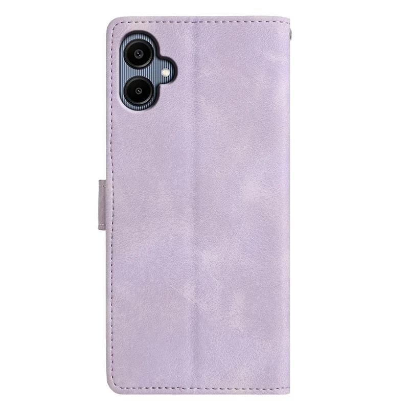 For Samsung Galaxy A06 4G Case Wallet Stand Imprinted Triangle Pattern Leather Phone Flip Cover - Purple