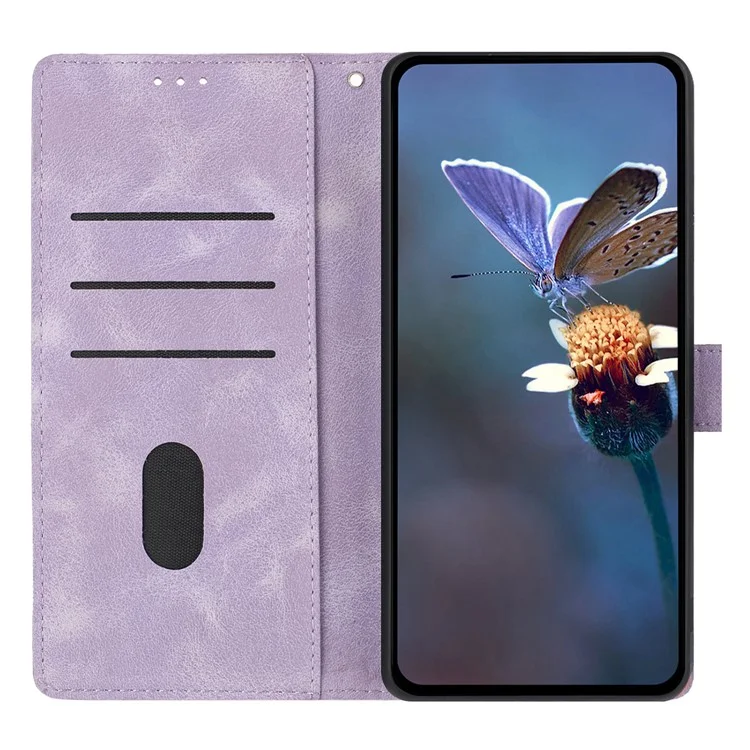 For Honor Magic7 Pro 5G Case Wallet Stand Imprinted Triangle Pattern Leather Phone Flip Cover - Purple