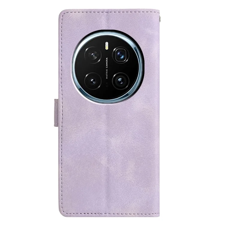 For Honor Magic7 Pro 5G Case Wallet Stand Imprinted Triangle Pattern Leather Phone Flip Cover - Purple