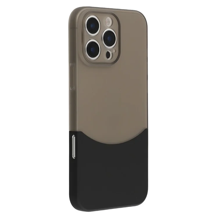 For iPhone 16 Pro Max Case Dual Color Splicing Matte PC Phone Cover Precise Cutouts - Transparent Black + Black