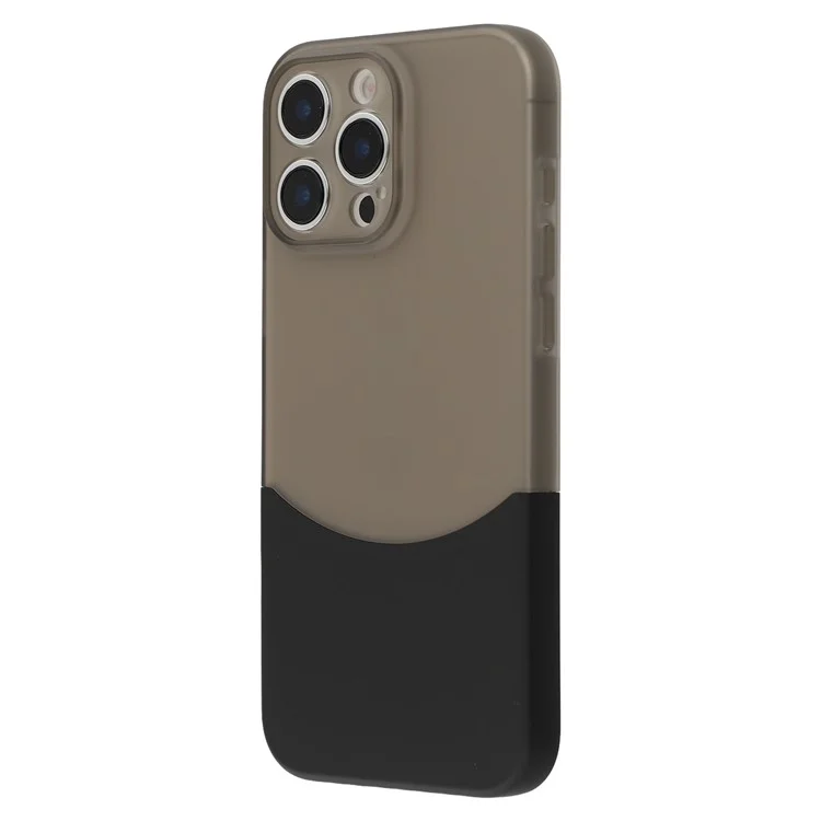 For iPhone 16 Pro Max Case Dual Color Splicing Matte PC Phone Cover Precise Cutouts - Transparent Black + Black